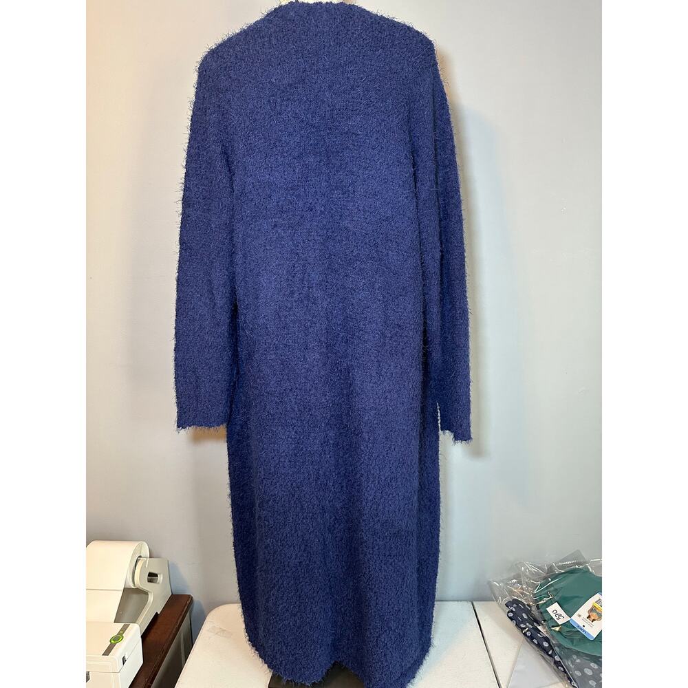 Torrid Women's Popcorn Duster Open Front Cardigan Sweater Sz 0 US 12 Blue Fuzzy - Picture 3 of 8